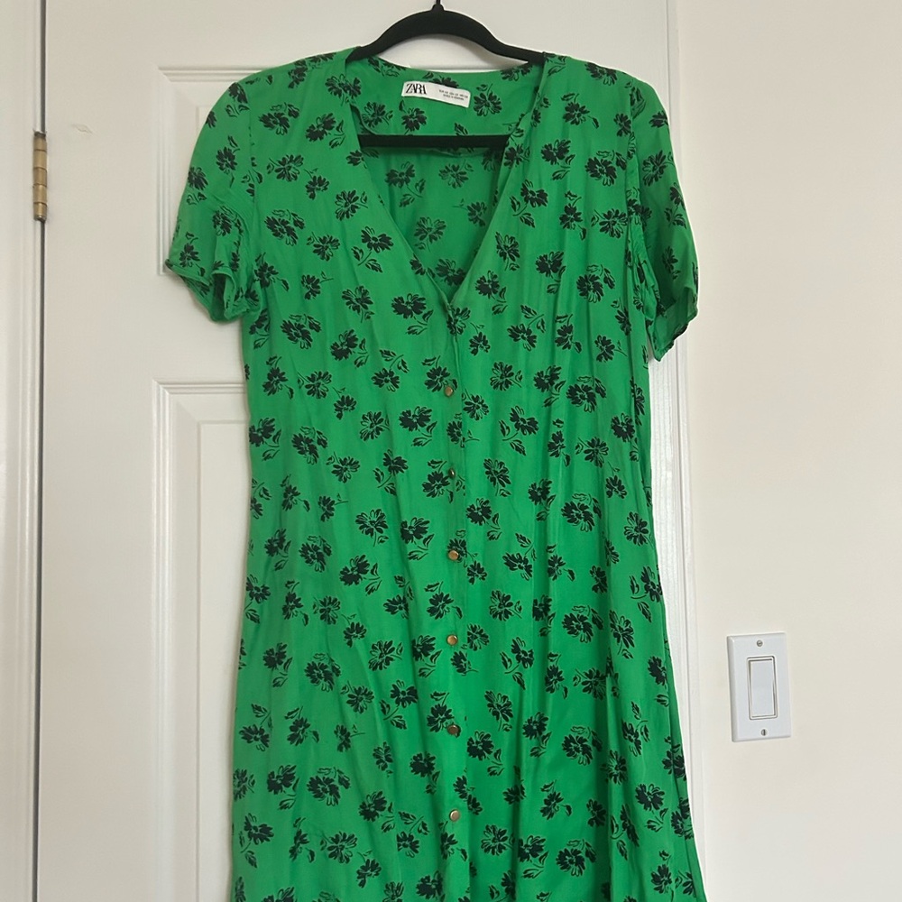 Zara Green Floral Women's Dress